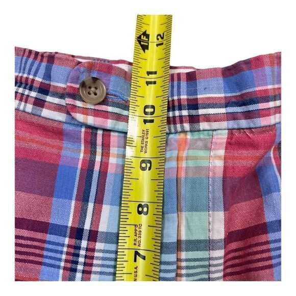 Peter Millar Madras Shorts Men's Size 38 Cape Red Golf Outdoors Plaid Linen - Picture 4 of 9